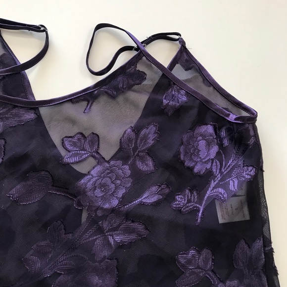 Semi-Sheer Deep Purple Gilligan & O’Malley Satin Floral Slip Nightgown Size S - Picture 3 of 6